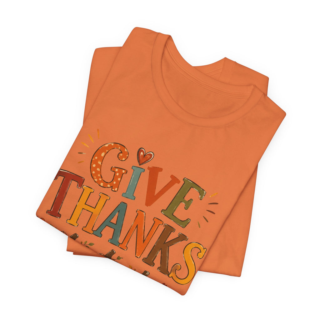 Give Thanks T-Shirt — Thanksgiving Pumpkin Fall Graphic Tee