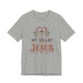 My Heart Is With Jesus T-Shirt — Faith Christian Tee with Cross Heart Design