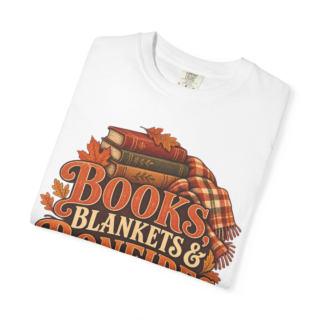 Books, blankets and bonfires T-shirt