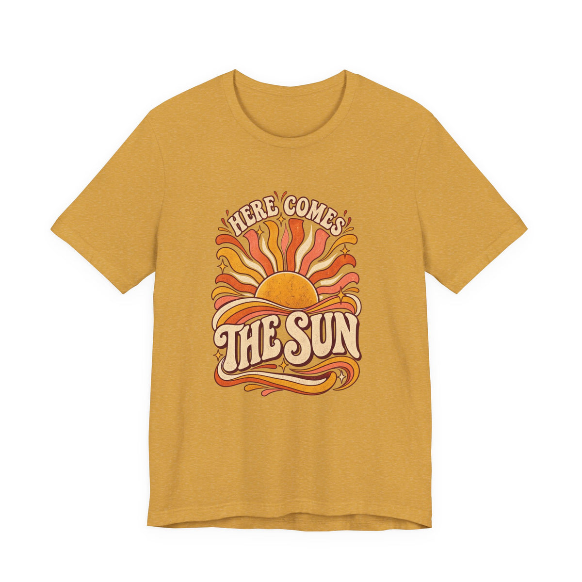 Retro “Here Comes The Sun” T-Shirt — Vintage Sunburst Graphic Tee