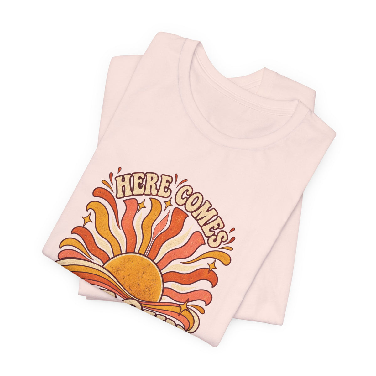 Retro “Here Comes The Sun” T-Shirt — Vintage Sunburst Graphic Tee