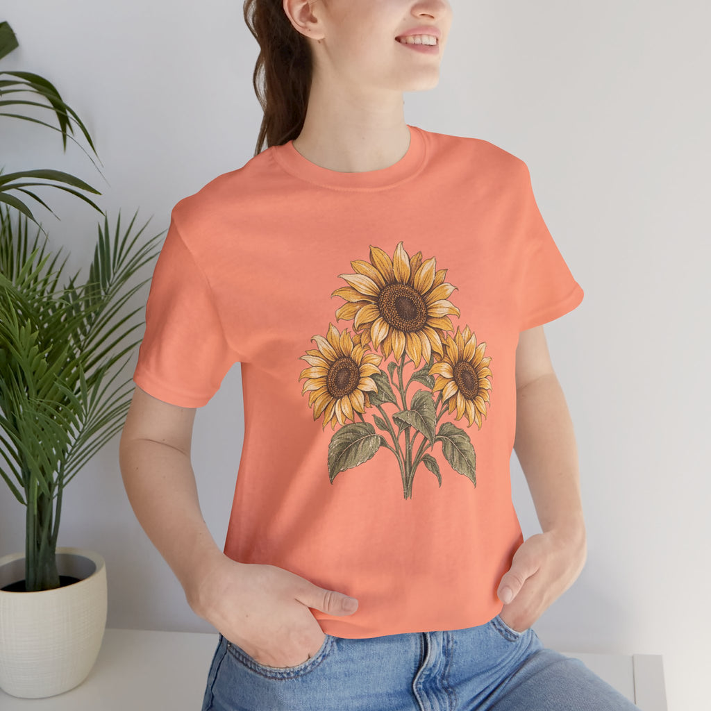 Sunflower Bouquet Tee — Vintage Floral Short Sleeve T-Shirt