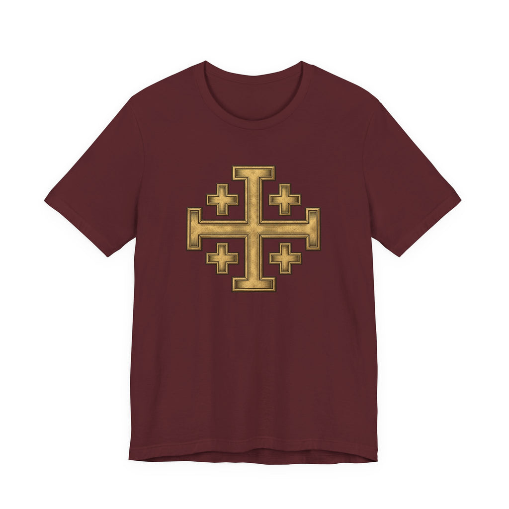 Jerusalem Cross T-Shirt – Gold Medieval Christian Symbol Tee