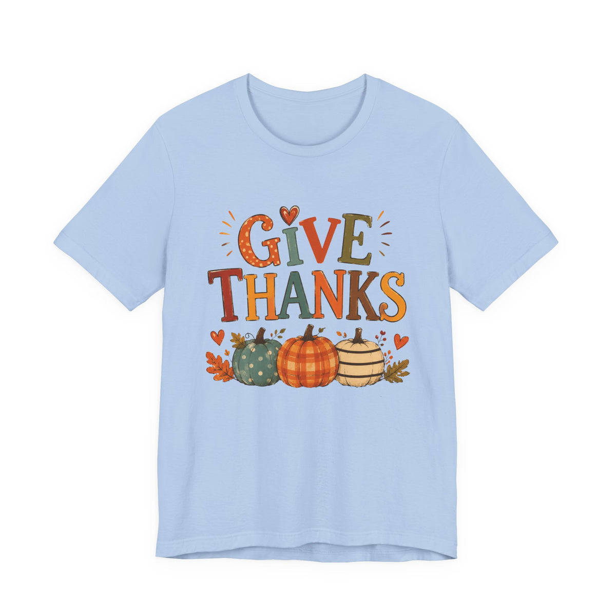 Give Thanks T-Shirt — Thanksgiving Pumpkin Fall Graphic Tee