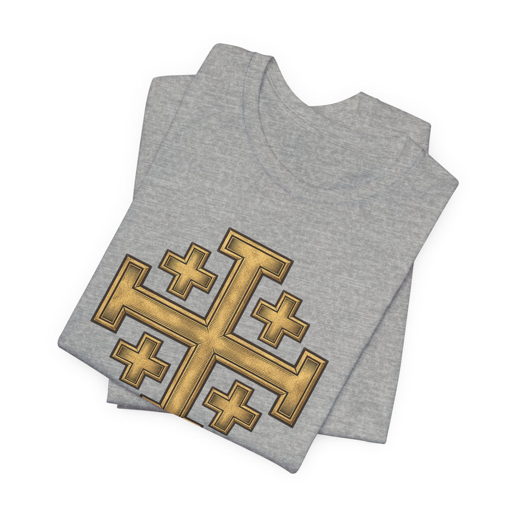 Jerusalem Cross T-Shirt – Gold Medieval Christian Symbol Tee