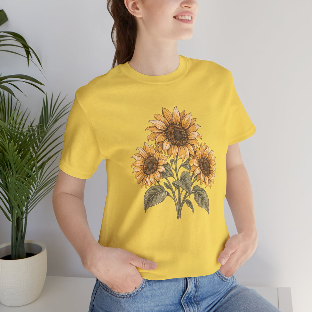 Sunflower Bouquet Tee — Vintage Floral Short Sleeve T-Shirt