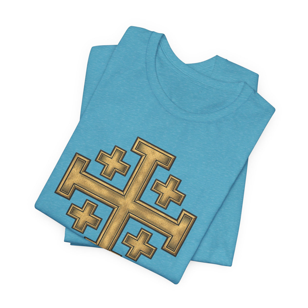 Jerusalem Cross T-Shirt – Gold Medieval Christian Symbol Tee