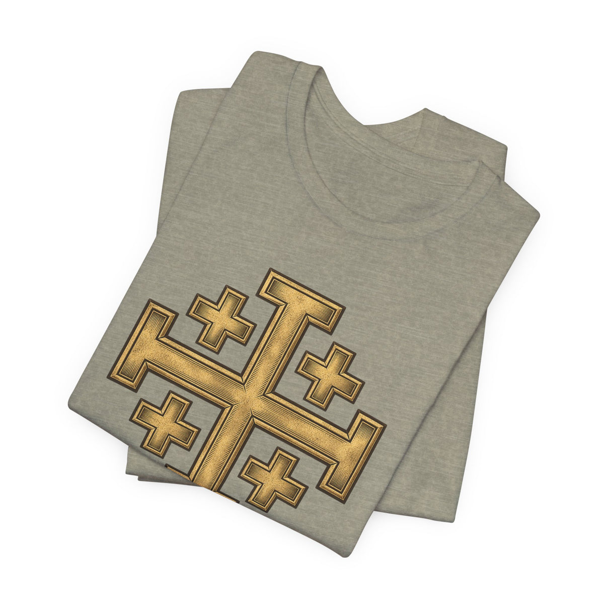 Jerusalem Cross T-Shirt – Gold Medieval Christian Symbol Tee