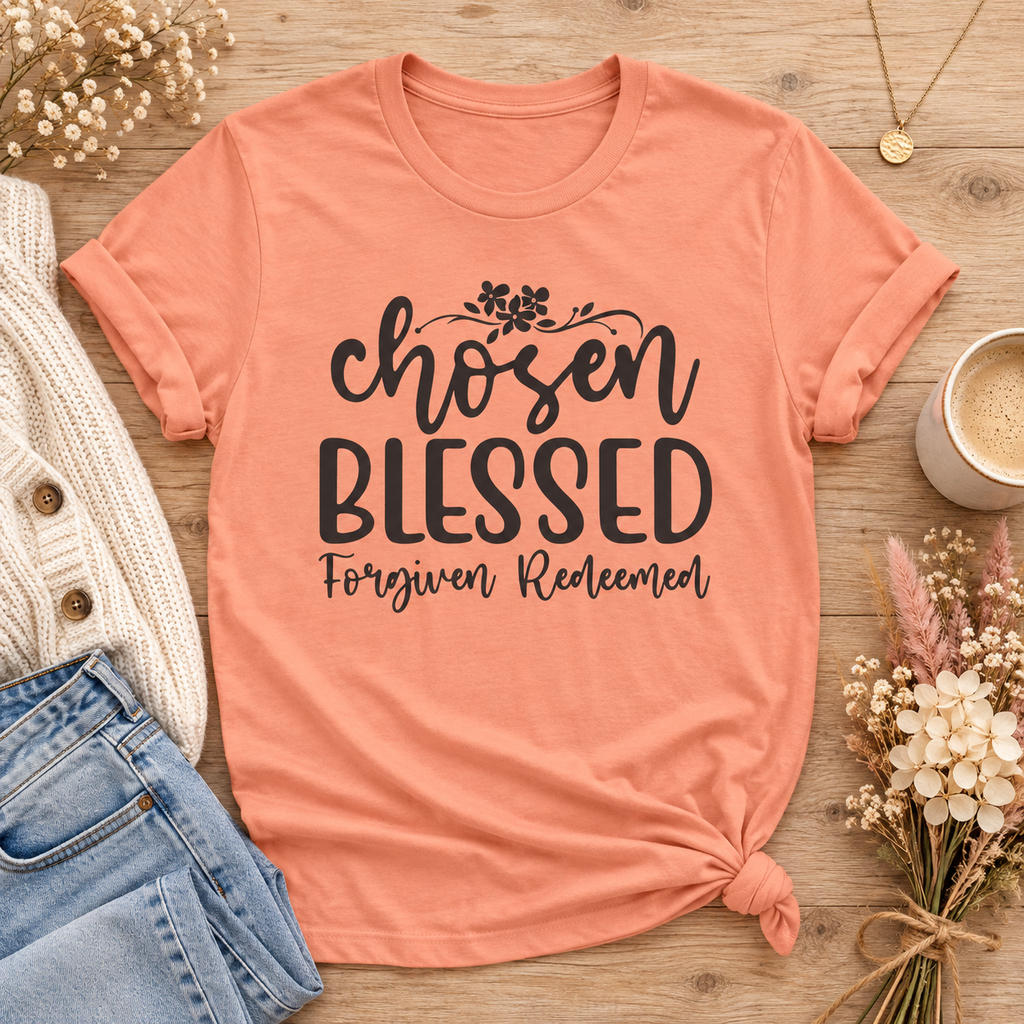 "Chosen Blessed, Forgiven Redeemed"  T‑Shirt