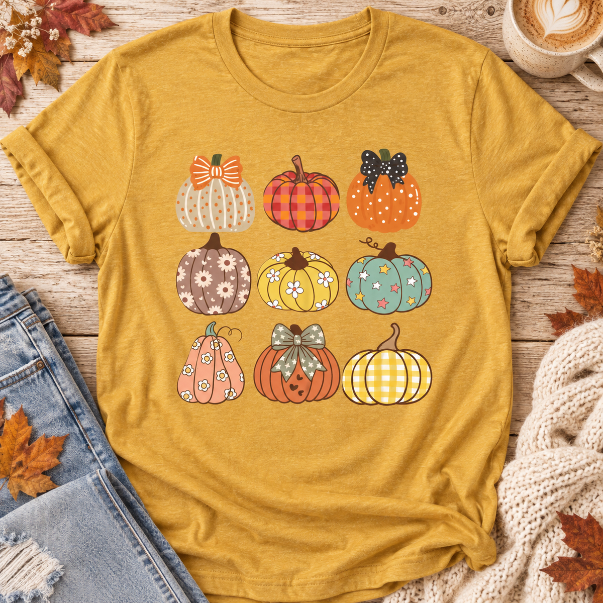 Fall Patchwork Pumpkins T-Shirt