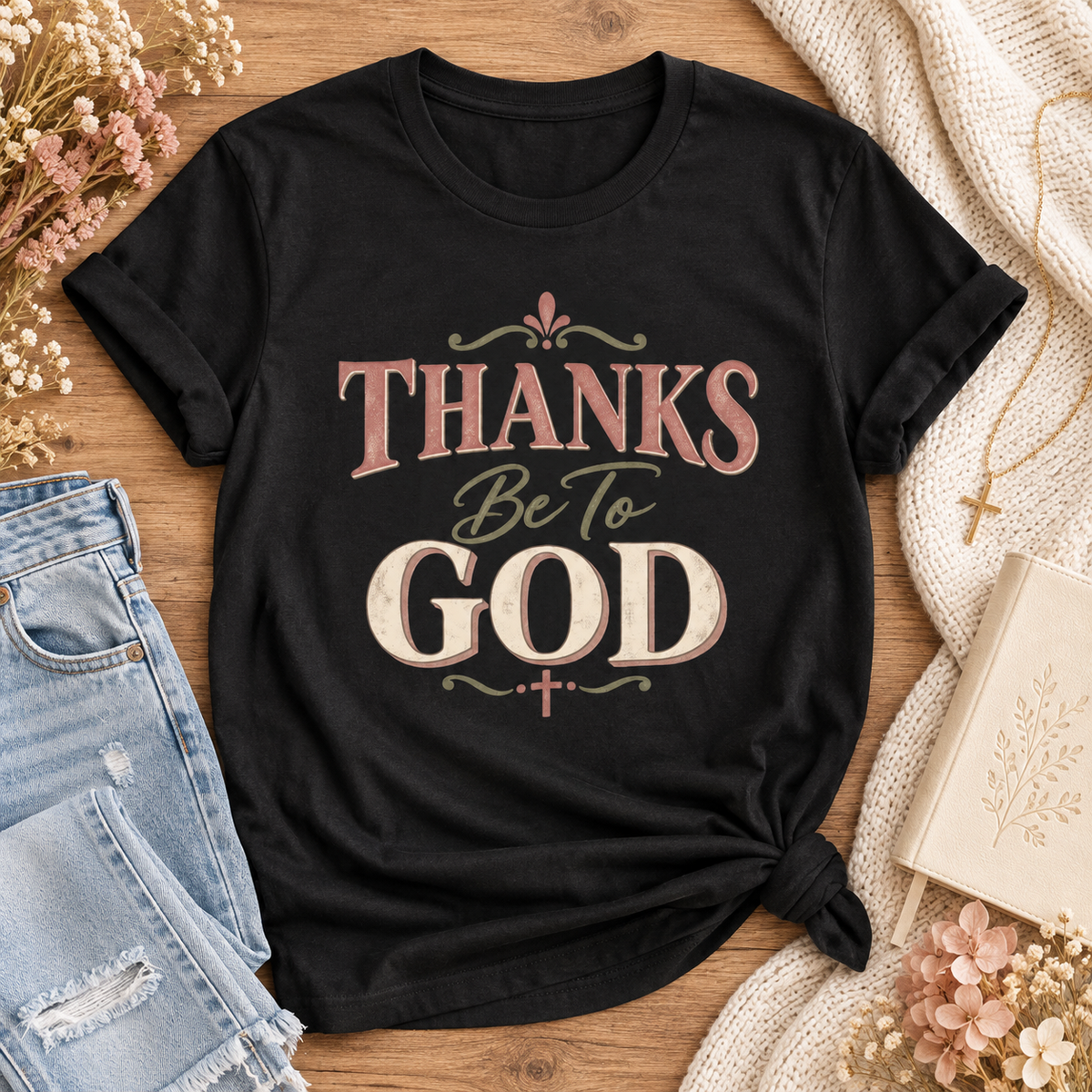 'Thanks Be to God' Tee — Inspirational Christian Faith T-Shirt
