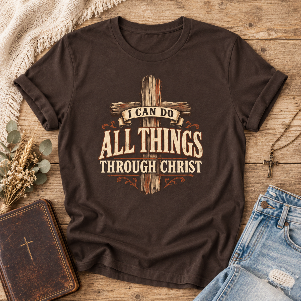 “I Can Do All Things Through Christ” Cross T shirt