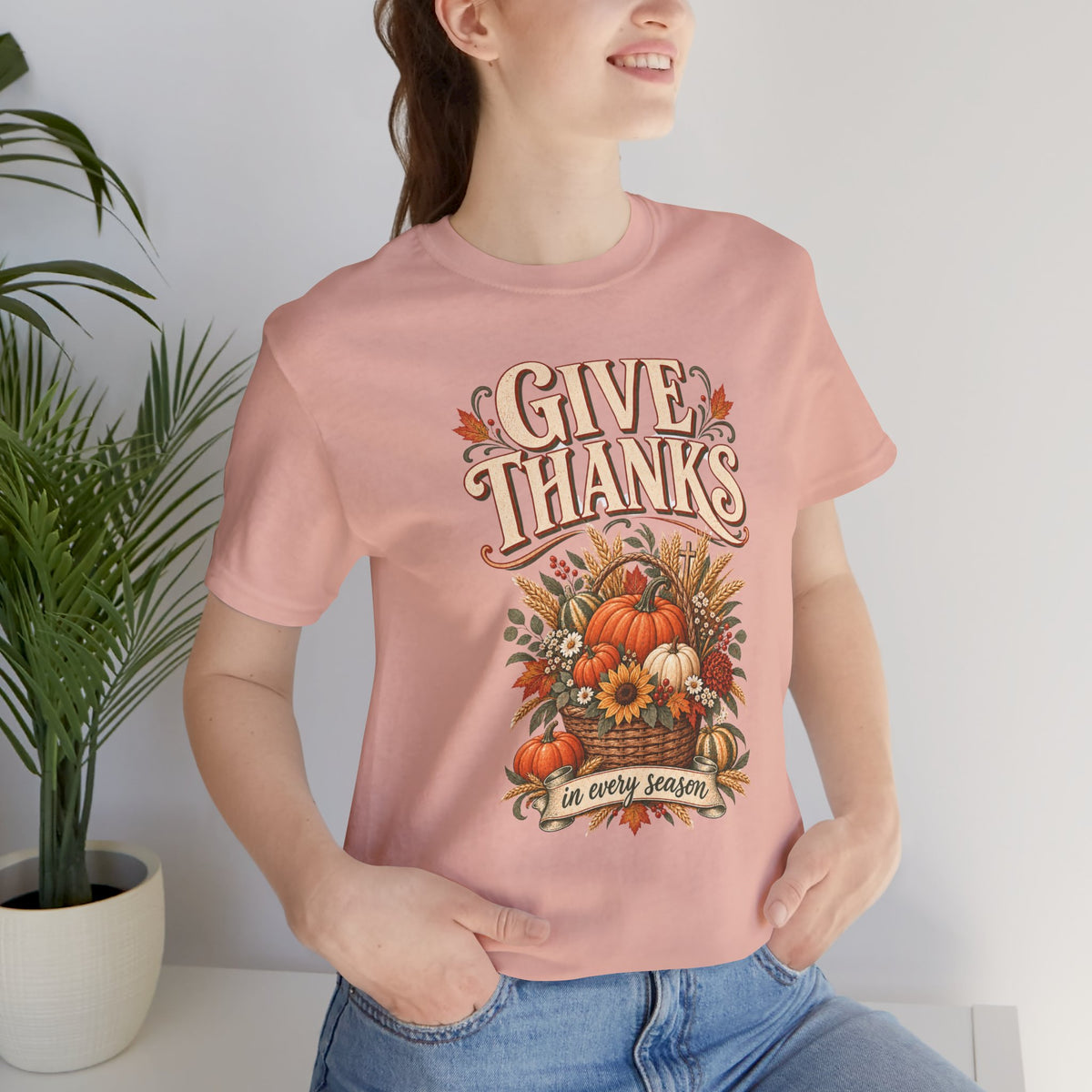 "Give Thanks in Every Season" Autumn Pumpkin T shirt