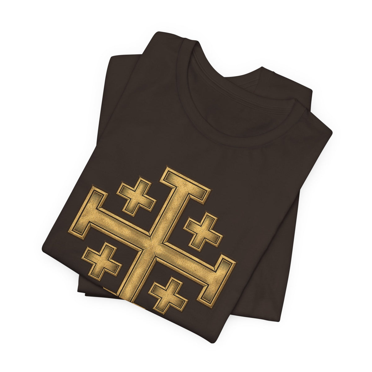 Jerusalem Cross T-Shirt – Gold Medieval Christian Symbol Tee