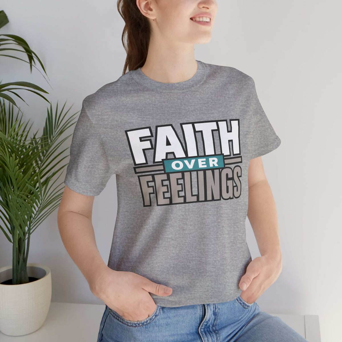 Faith Over Feelings T-Shirt – Inspirational Christian Tee