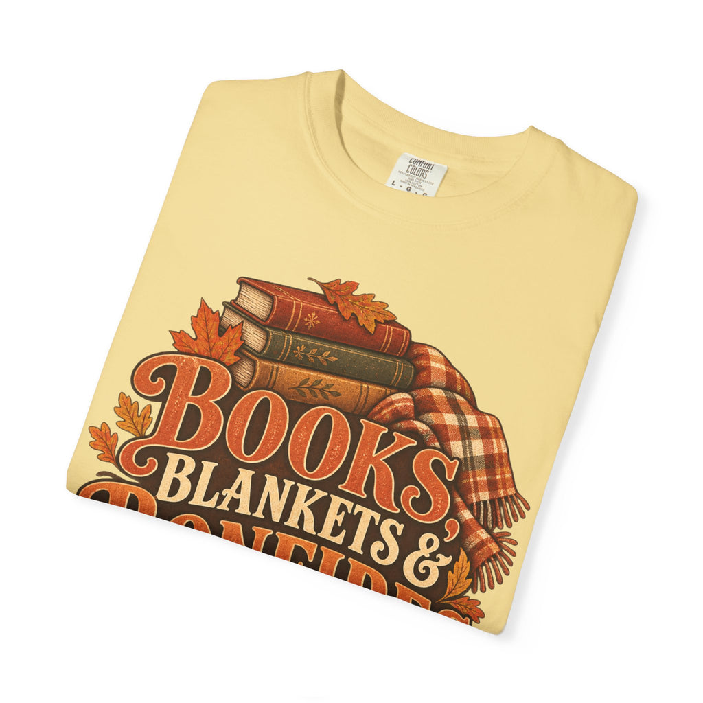 Books, blankets and bonfires T-shirt