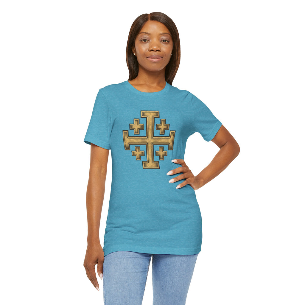 Jerusalem Cross T-Shirt – Gold Medieval Christian Symbol Tee
