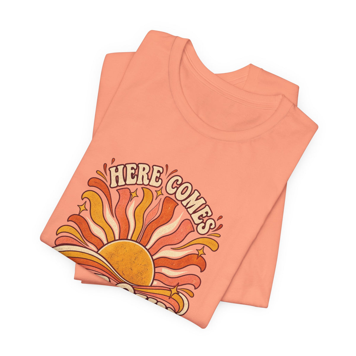 Retro “Here Comes The Sun” T-Shirt — Vintage Sunburst Graphic Tee