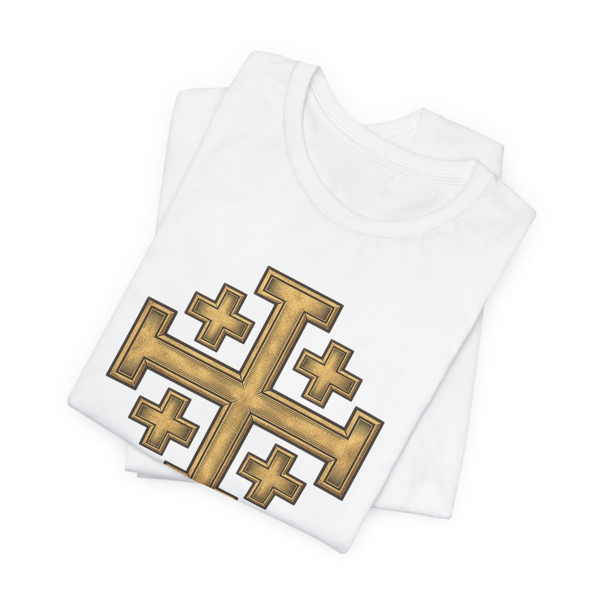 Jerusalem Cross T-Shirt – Gold Medieval Christian Symbol Tee