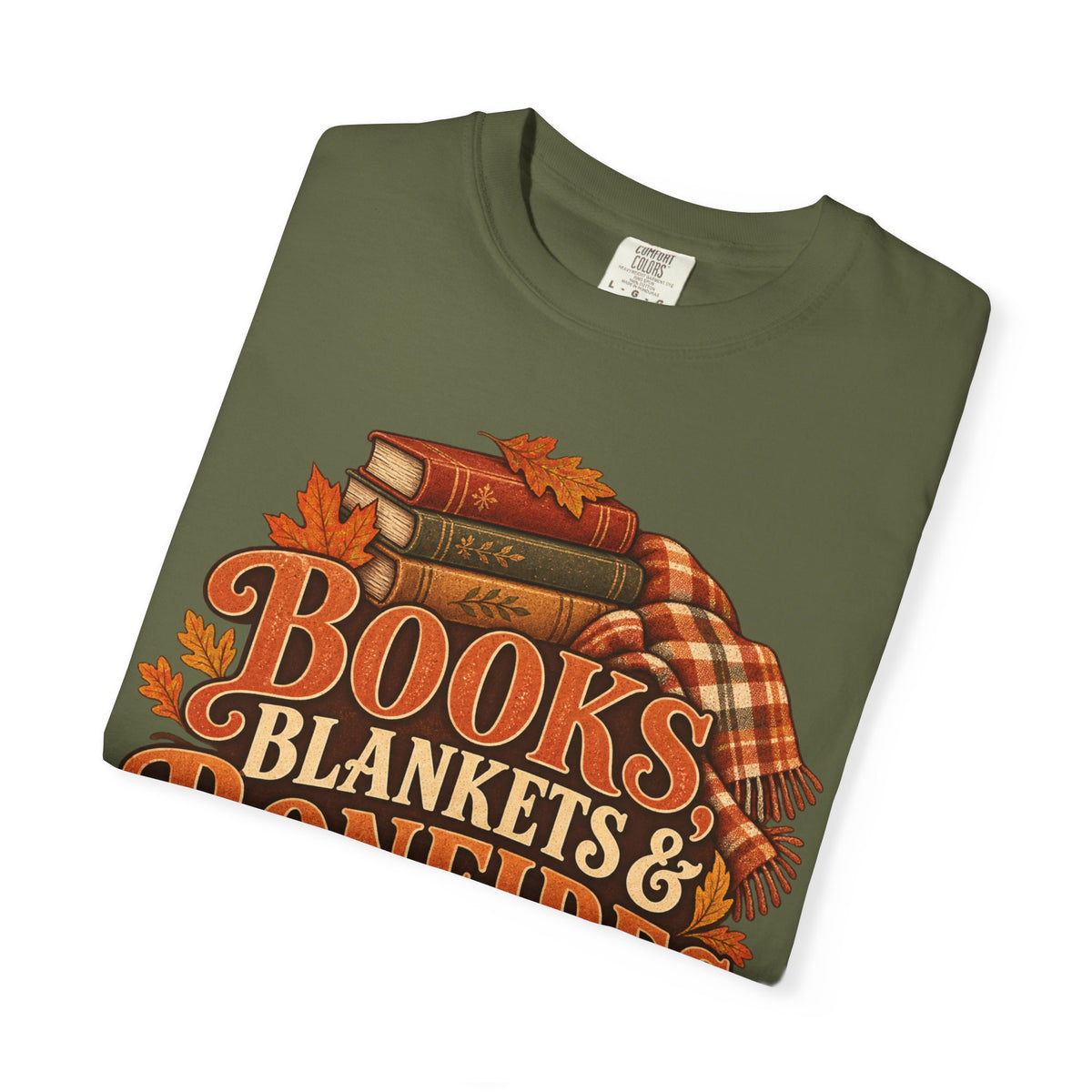Books, blankets and bonfires T-shirt