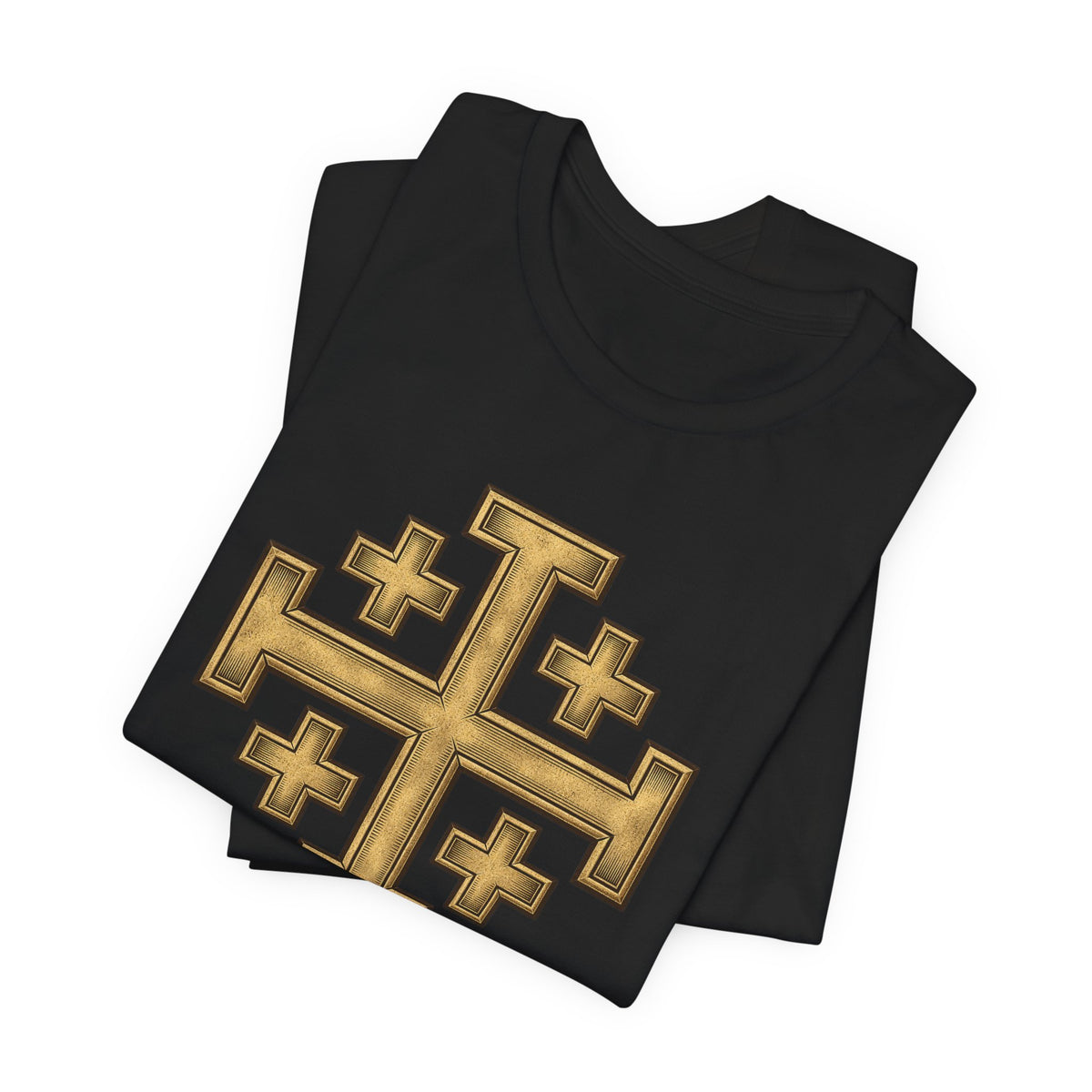 Jerusalem Cross T-Shirt – Gold Medieval Christian Symbol Tee