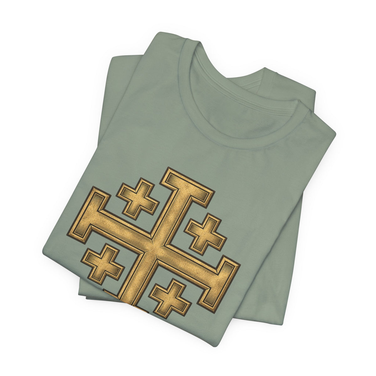 Jerusalem Cross T-Shirt – Gold Medieval Christian Symbol Tee