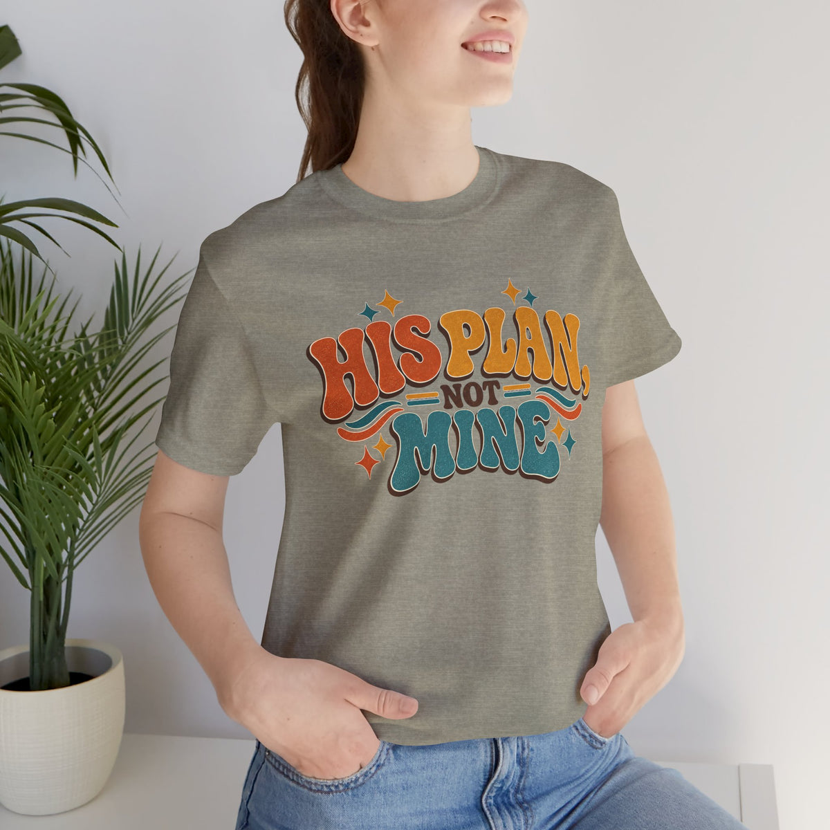His Plan Not Mine T-Shirt — Retro Christian Faith Tee
