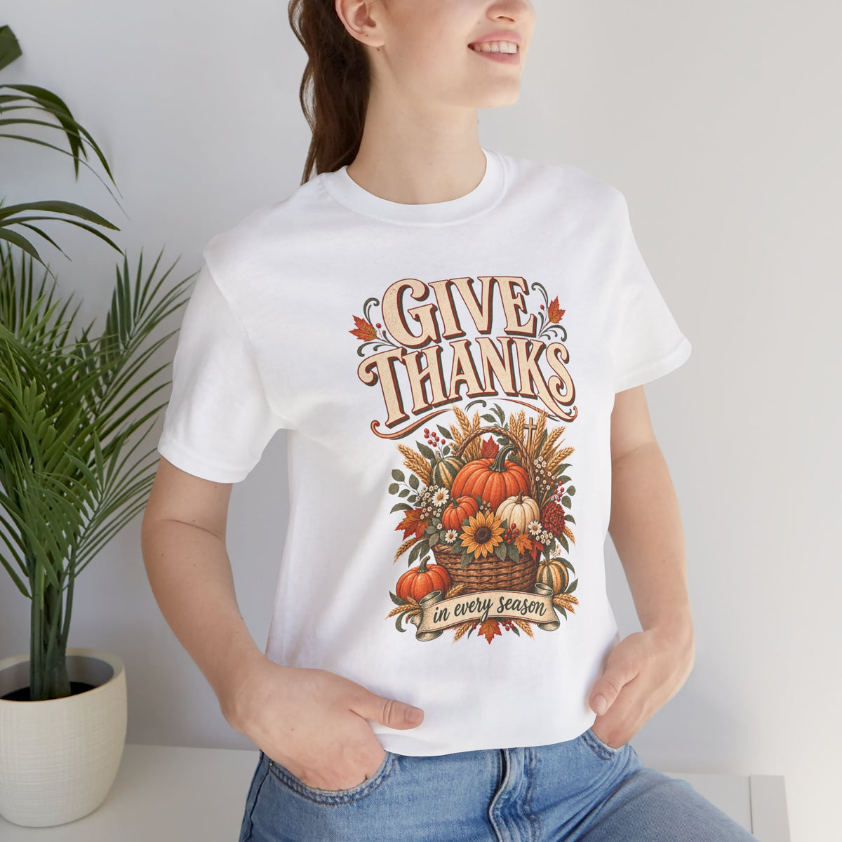 "Give Thanks in Every Season" Autumn Pumpkin T shirt