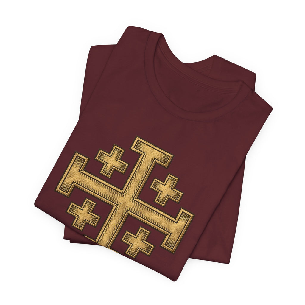 Jerusalem Cross T-Shirt – Gold Medieval Christian Symbol Tee