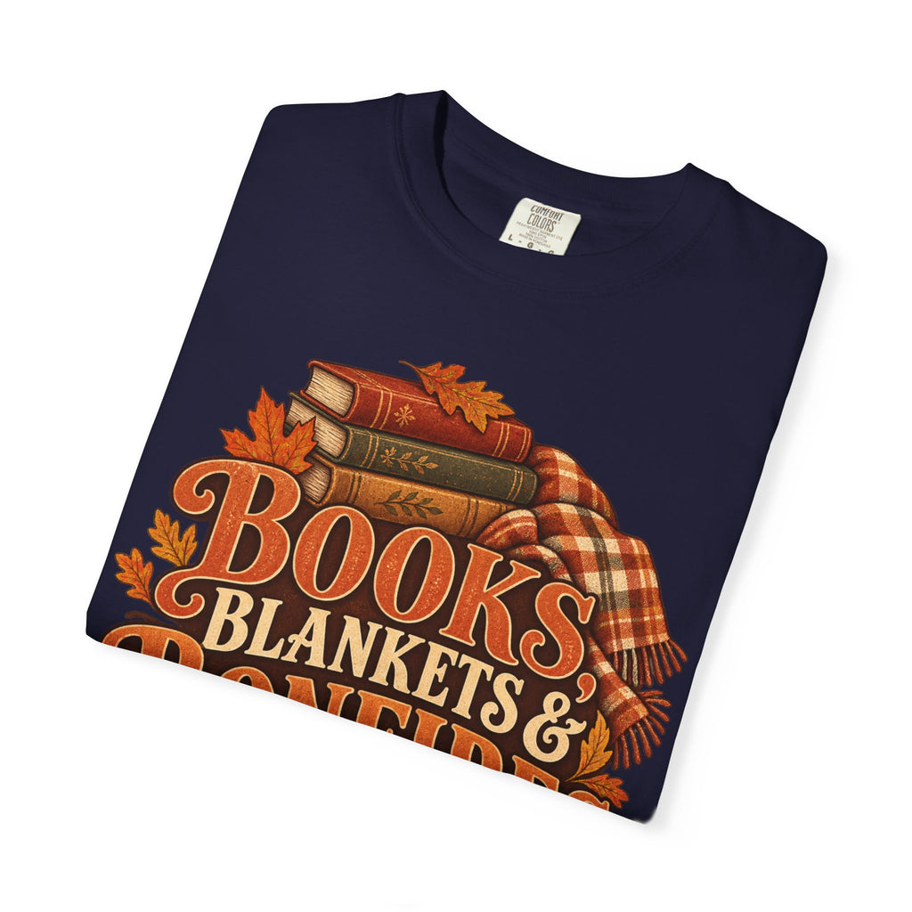 Books, blankets and bonfires T-shirt