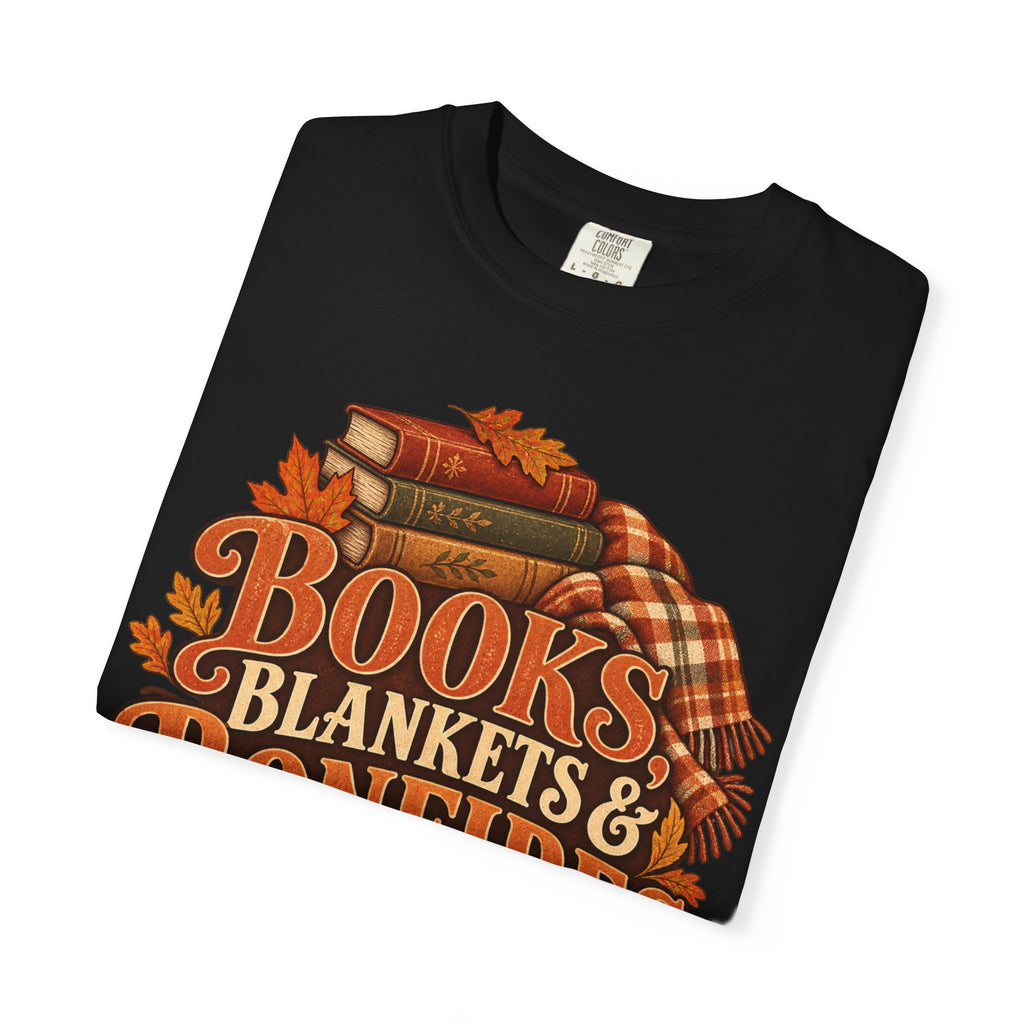 Books, blankets and bonfires T-shirt