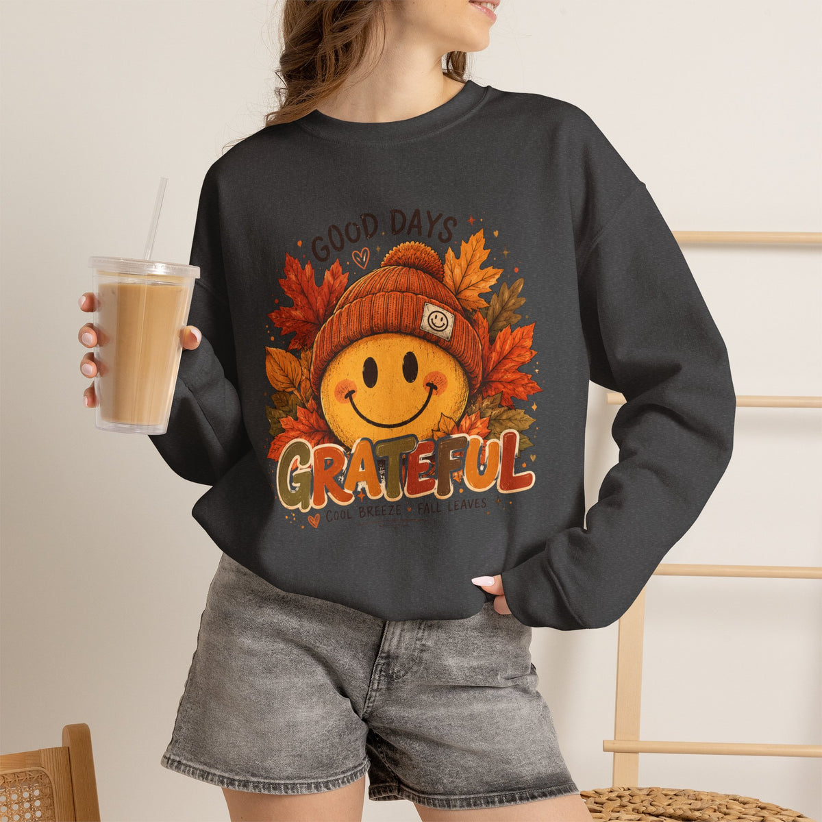 Grateful Fall Smile Crewneck Sweatshirt