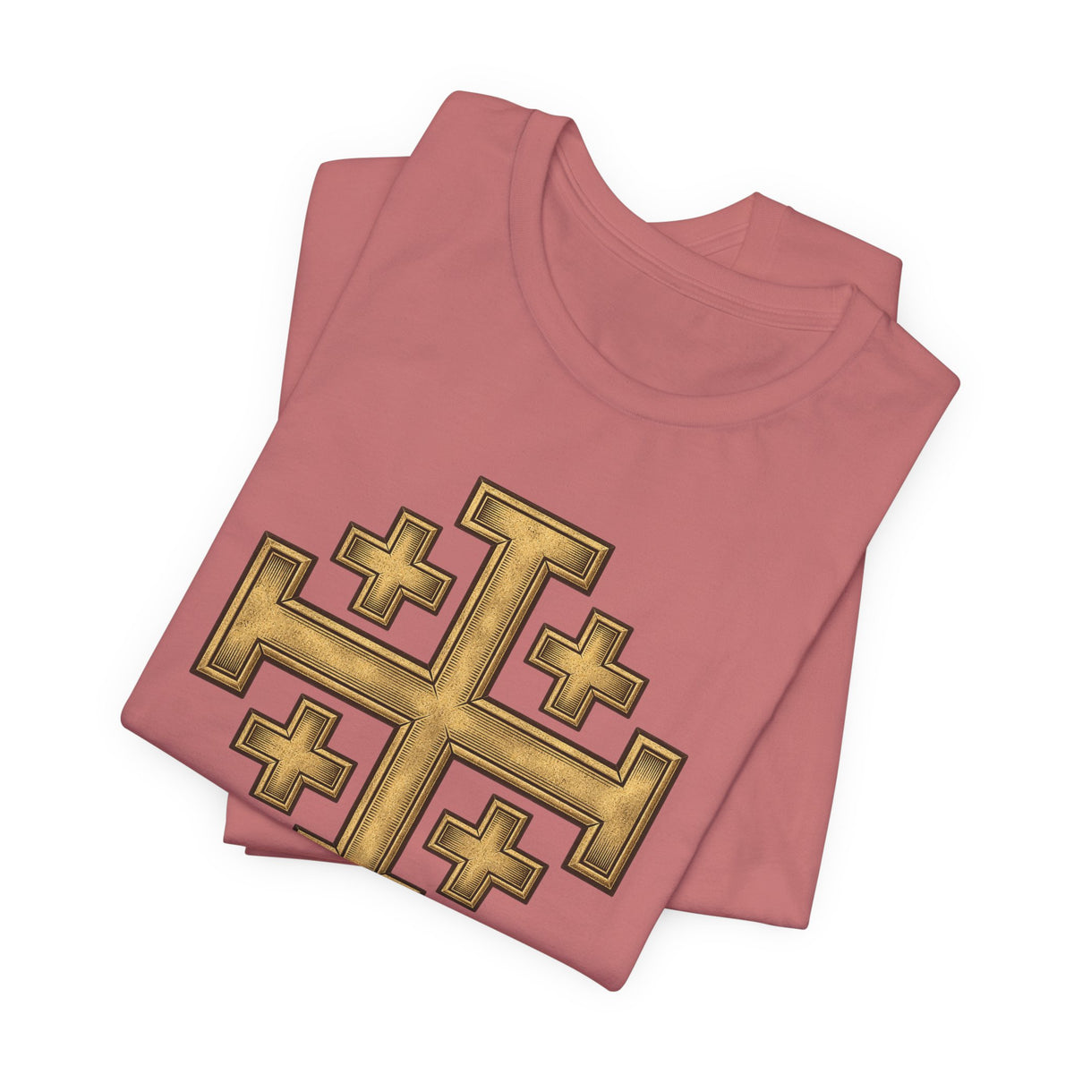 Jerusalem Cross T-Shirt – Gold Medieval Christian Symbol Tee