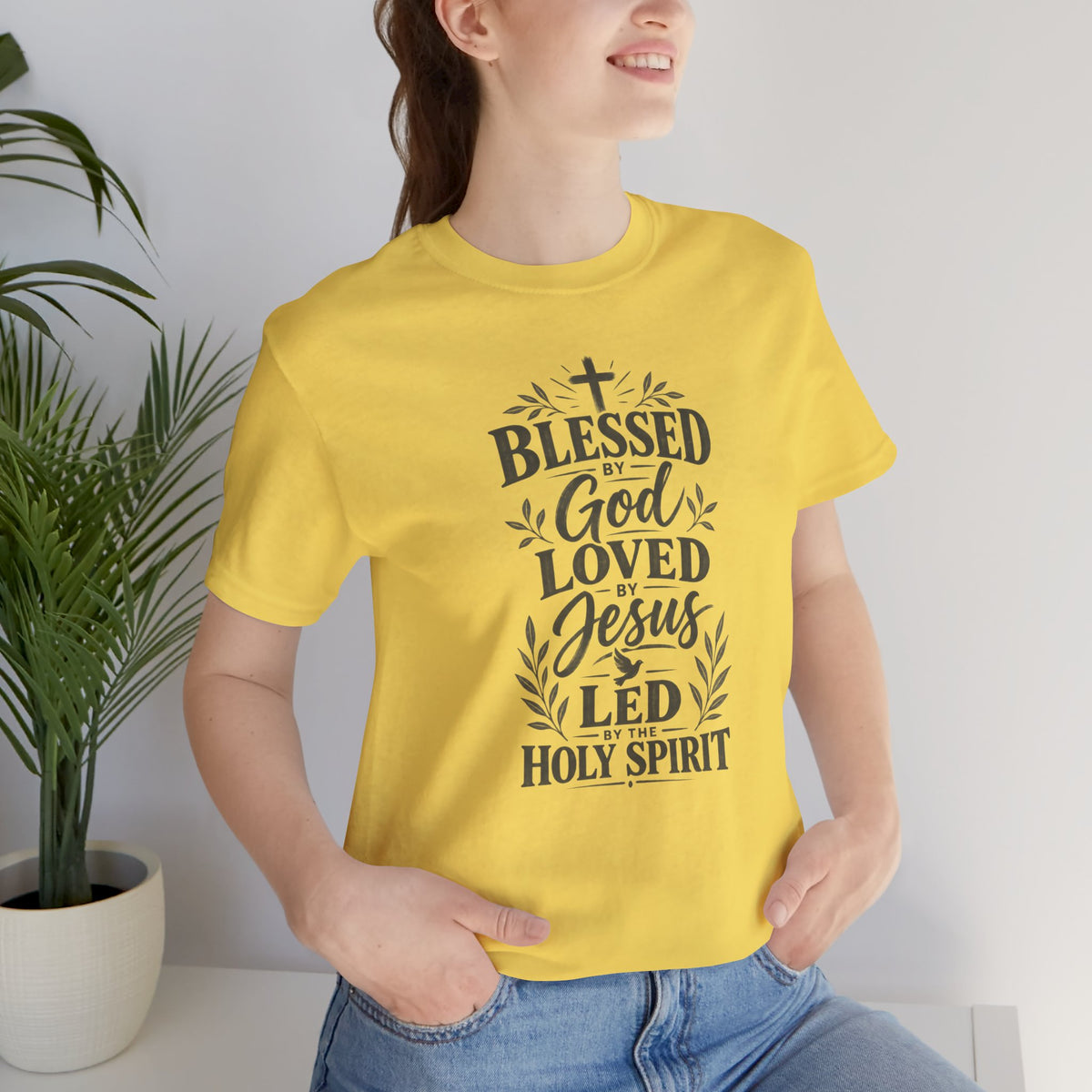 "Blessed by God, Loved by Jesus, Led by Holy Spirit" T shirt