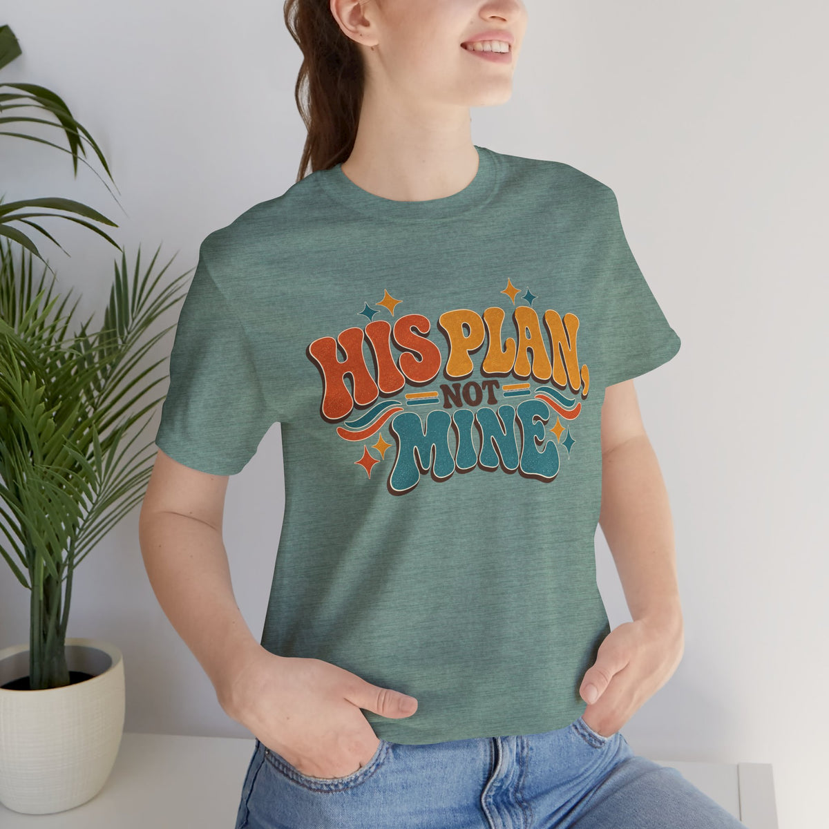His Plan Not Mine T-Shirt — Retro Christian Faith Tee
