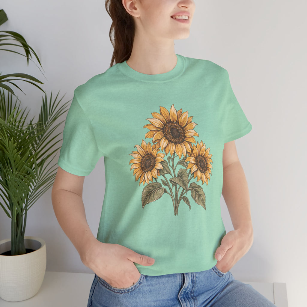 Sunflower Bouquet Tee — Vintage Floral Short Sleeve T-Shirt