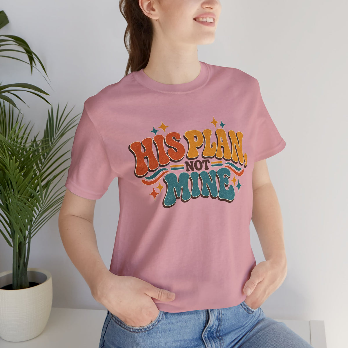 His Plan Not Mine T-Shirt — Retro Christian Faith Tee